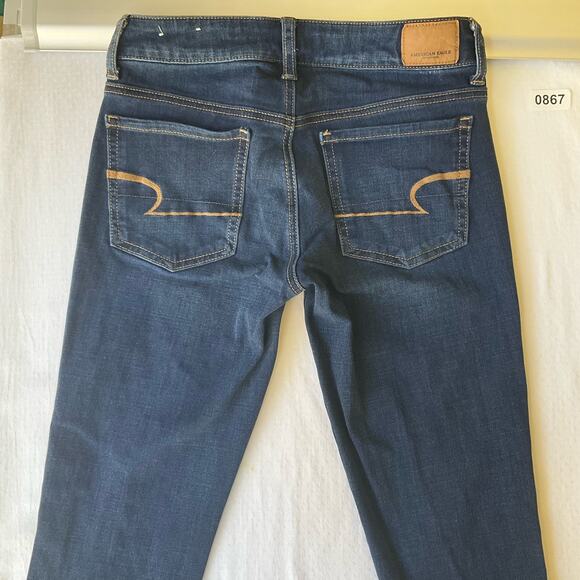 American Eagle Outfitters Women’s Waxed Denim Skinny Jeans size 2 Short, Blue - Picture 9 of 10